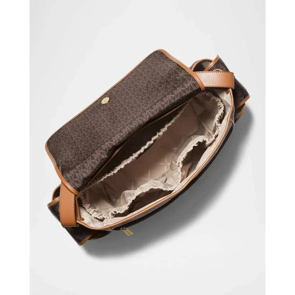 NWT MICHAEL Michael Kors Large Monogram Print Diaper Bag in Brown/acorn - Picture 3 of 9